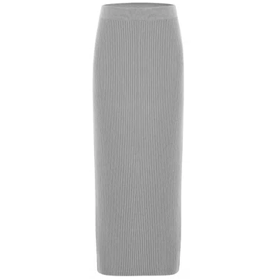 Peraluna Women's Rib Knitted Cashmere Blend Knitwear Pencil Skirt - Grey Melange