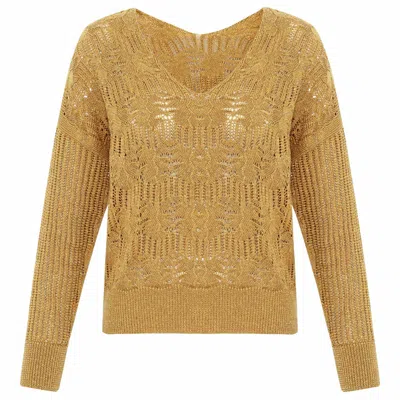 Peraluna Women's Rose Gold Scarlett V-neck Sparkly Pullover In Gold