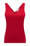 Peraluna Women's Ruby Top V-neck Fine Knit Tank Top In Red In Red