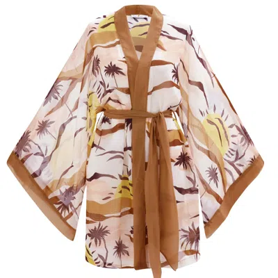Peraluna Women's Sahra Chiffon Kimono - Multicolour In Beige/brown