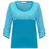 Peraluna Women's Sailor Striped Knitwear 3/4 Sleeve Pullover - Turquoise/white In Blue/white