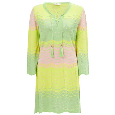 Peraluna Women's Sakura Bell Sleeved Knitted Mini Dress In Lime In Green