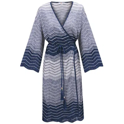 Peraluna Women's Sakura Knit Kimono - Indigo Melange In Blue