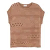 Peraluna Women's Sarah Openwork Knit Blouse In Light Brown In Brown