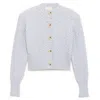 Peraluna Women's Scarlett Cable Knit Crop Cardigan In Baby Blue In Blue