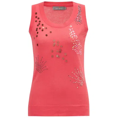Peraluna Women's Sequin Embroidered Sleeveless Knitted Blouse In Coral In Red