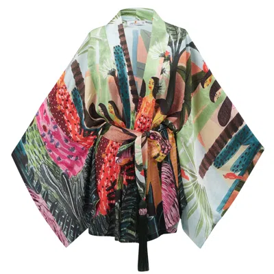 Peraluna Women's Shuko Matt Satin Short Kimono - Multicolour