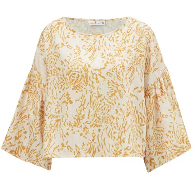 Peraluna Women's Sitara Kimono Sleeve Satin Blouse In Yellow