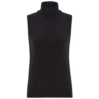 Peraluna Women's Slim Fit Sleeveless Turtle-neck Blouse - Black