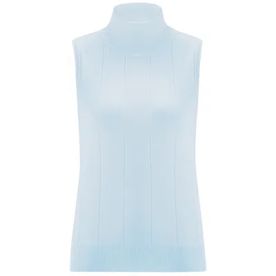 Peraluna Women's Slim Fit Sleeveless Turtle-neck Blouse - Light Blue