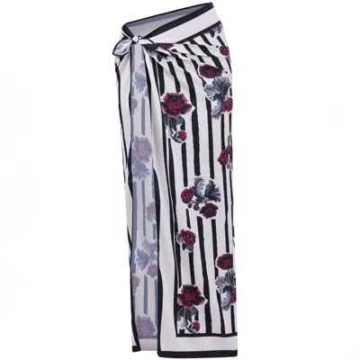 Peraluna Women's Stripe Garden Satin Sarong / Scarf In Black