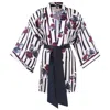 Peraluna Women's Stripe Garden Short Satin Kimono