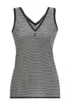 Peraluna Women's Stripy V-neck Knit Tank Top In Navy/white In Blue/white