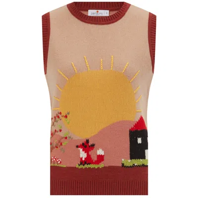 Peraluna Women's Sunny Hand Embroidered Sleeveless Pullover - Multicolour