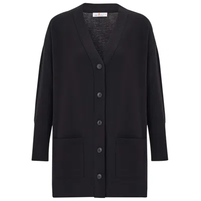 Peraluna Women's Nicola V-neck Long Knit Cardigan - Black