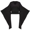 Peraluna Women's Viscose Blend Deep V-neck Exotic Kimono Sleeve Knitwear Pullover - Black In Black