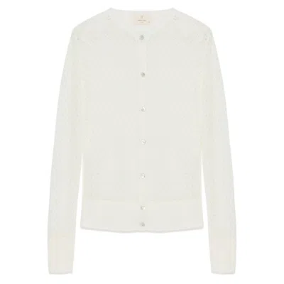 Peraluna Women's White Addison Openwork Knit Cardigan In Ecru