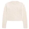 Peraluna Women's White Adeline O-neck Cable Knit Crop Sweater In Ecru In White