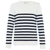Peraluna Women's White Bardot 100% Organic Cotton Stripe Pullover In Ecru/navy In White