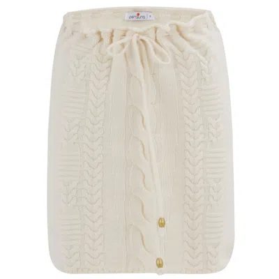 Peraluna Women's White Cable Knit Cashmere Blend Knitwear Mini Skirt - Ecru
