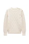 Peraluna Women's White Daphne Cable Knit Jumper In Ecru In White