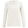 Peraluna Women's White Embossed Pattern O-neck Cashmere Blend Openwork Knit Pullover - Ecru In White