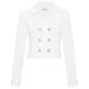 Peraluna Women's White Kathy Crop Blazer Knit Jacket In Ecru In White