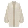 Peraluna Women's White Lulu Snow Flake Knit Sparkle Long Cardigan - Ecru In White