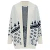 Peraluna Women's White Moi Pine Patterned Long Cardigan In Ecru In White