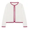 Peraluna Women's White / Red Desert Palm Palm Patterned Knit Cardigan In Ecru