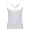 Peraluna Women's White Ruby Top V-neck Fine Knit Tank Top In Ecru In White