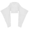 Peraluna Women's White Viscose Blend Deep V-neck Exotic Kimono Sleeve Knitwear Pullover - Ecru In White