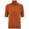 Peraluna Women's Yellow / Orange Betty High Neck Short Sleeve Knitwear Fine Blouse - Orange In Yellow/orange