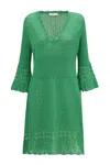 Peraluna Women's Yoho Openwork V-neck Knit Mini Dress In Grass Green In Green
