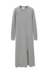Peraluna Women's Zaira Minimal Cable Knit Slit Midi Dress In Grey Melange In Gray