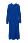 Peraluna Women's Zaira Minimal Cable Knit Slit Midi Dress In Royal Blue In Blue