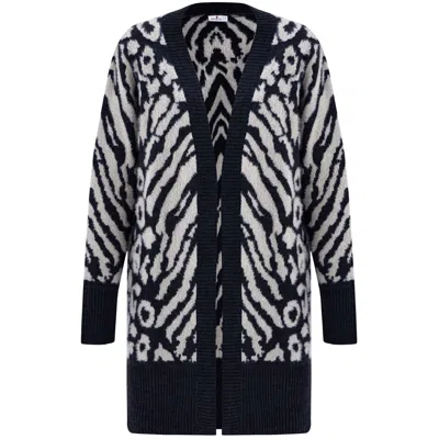 Peraluna Women's Zebra Knit Long Fluffy Cardigan - Multicolor