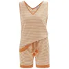 Peraluna Yellow / Orange / Brown Paru Knitted Sleeveless Top & Shorts  Matching Set In Beige / Orange In Yellow/orange/brown