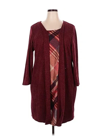 Pre-owned Perceptions Cardigan Sweater In Burgundy