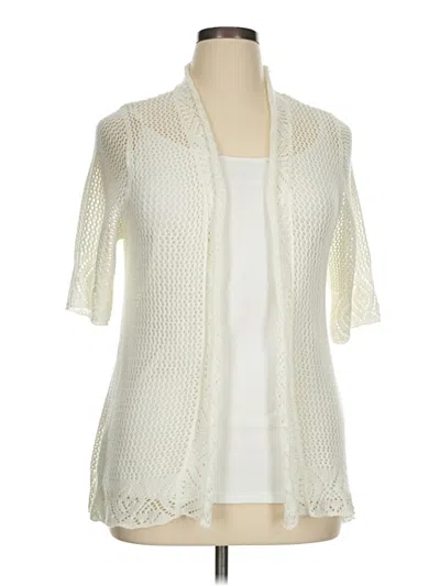 Pre-owned Perceptions Cardigan Sweater In White