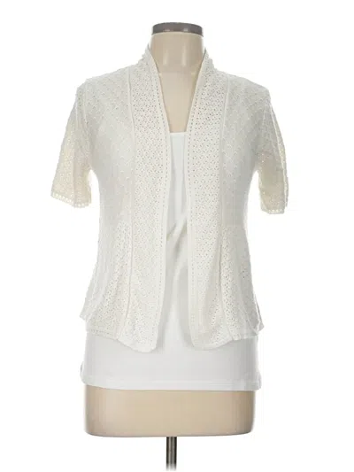 Pre-owned Perceptions Cardigan Sweater In White
