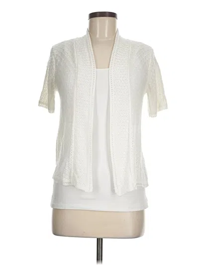Pre-owned Perceptions Cardigan Sweater In White