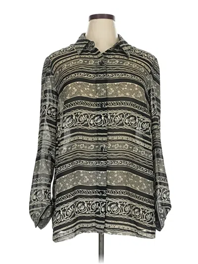 Pre-owned Perceptions Long Sleeve Blouse In Silver