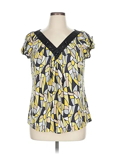 Pre-owned Perceptions Short Sleeve Blouse In Yellow