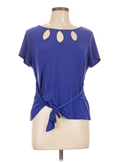 Pre-owned Perceptions Short Sleeve Top Blue Keyhole Neckline Tops