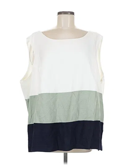 Pre-owned Perceptions Sleeveless Top Green Color Block Pattern Boatneck Tops
