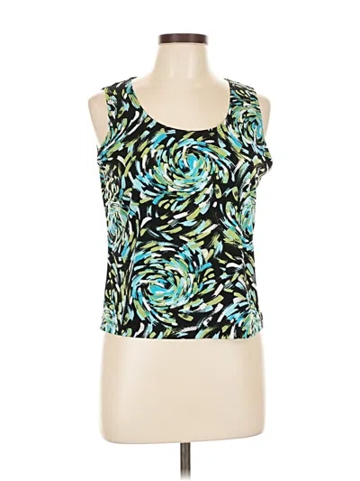 Pre-owned Perceptions Sleeveless Top Green Graphic Pattern Scoop Neck Tops