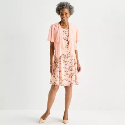 Perceptions Womens Floral Jacket Dress In Pink