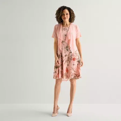 Perceptions Womens Floral Jacket Dress In Pink