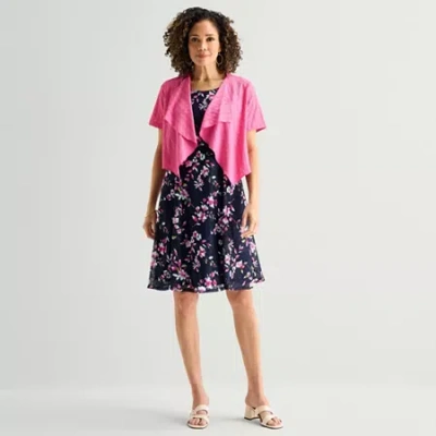 Perceptions Womens Floral Jacket Dress In Pink
